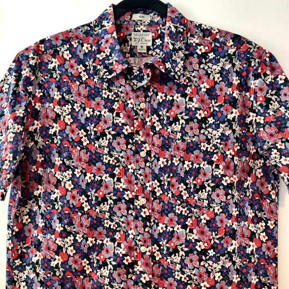 J Crew Mens Size M Spring Floral Short Sleeve Button Front Slim Fit Shirt Top - Picture 4 of 11